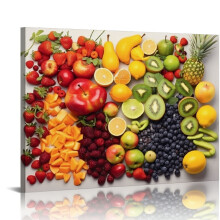 Quadro su tela con frutta, 20x16 pollici, pronto per essere appeso.