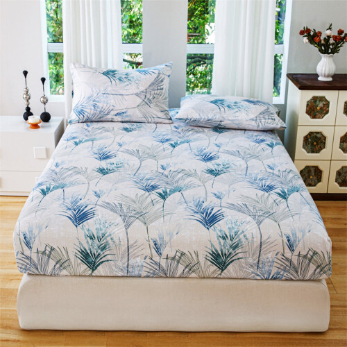 Lençol de casal com estampa floral, tamanho 54x75 polegadas, em poliéster.