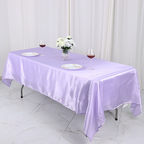 Rektangulär bordsduk i lavendelfärgad satin 152 x 284 cm