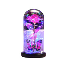Sklenená kupola Forever Rose s LED svetlom – Valentínsky darček