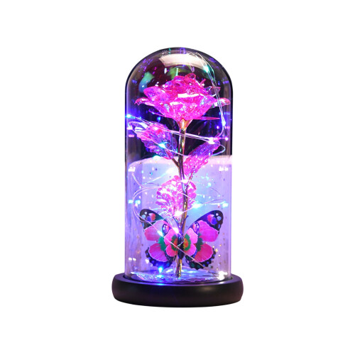 Forever Rose Glaskuppel med LED-lys – Valentinsgave