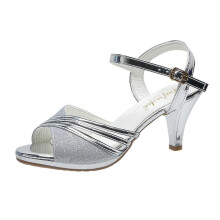 British Low Heel Sandals Open Peep Toe Sparkling Rhinestone Shoes for Dresses Jeans Skirts Short Pants 25-26