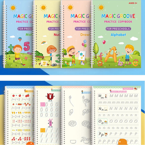 Sada sešitů pro cvičení psaní Magic Handwriting – 4Books + pero