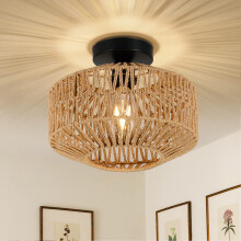 Rattan-Deckenleuchte mit dimmbarer LED-Lampe