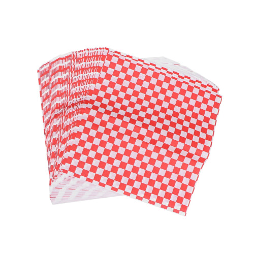 Rot-weiß karierte Lebensmittelverpackungspapierbögen