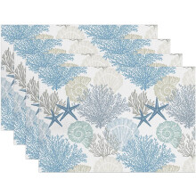 Set de 4 sets de table bleus Ă motif nautique, 30 x 45 cm