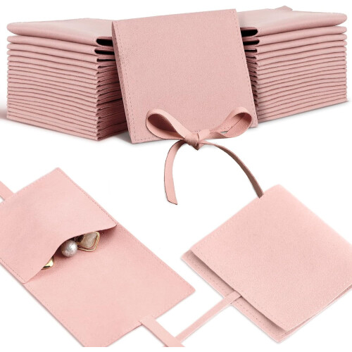 Set van 10 microvezel sieradenetuis (8x8 cm)