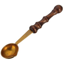 Cerotto per ceralacca con manico in legno vintage e cucchiaio in ottone