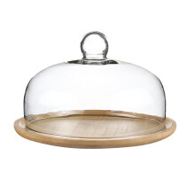 Bambus kakefat med glasskuppel for 25 cm kaker