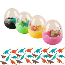 Lot de 4 gommes en forme d'œufs de dinosaures avec mini gommes dinosaures