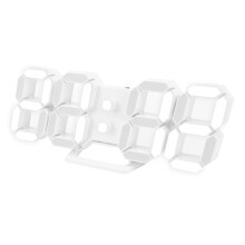 Weiße LED-3D-Wanduhr mit Alarm, 5-stufige Helligkeit