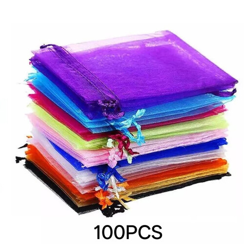Sacos de presente pequenos de organza, 10x15cm - Acabamento perolado