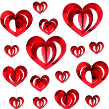 Valentijnsdag hangende hartjes decoraties 16 stuks
