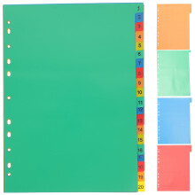Divisori per raccoglitori in PP di vari colori, confezione da 10
