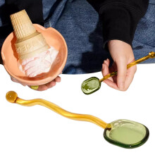 Cuchara de postre de cristal – Mango ergonómico curvo, 16 cm (6,3 pulgadas)