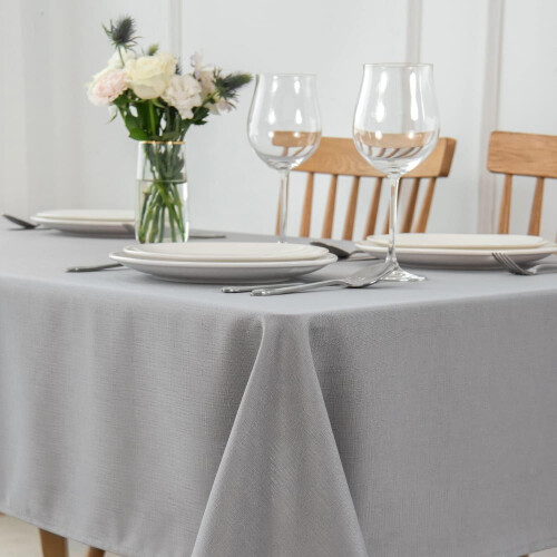 Firkantet, sølesikker duk, polyester med linutseende