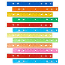 Plastic liniaal van 31 cm met cm/inch-schaalverdeling, verpakking van 12 stuks