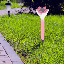 Luces solares rosas con forma de flor de OUNONA para caminos de jardín (paquete de 2)