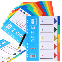 Divisori per documenti in plastica formato A4 con linguette, confezione da 2