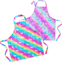Regenbogen-Galaxie-Einhorn-Schürze – Polyester, Größe M, 2 Taschen