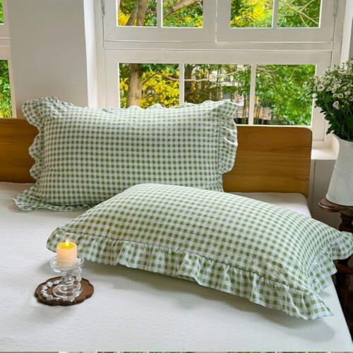 Μαξιλάρι Gingham σε χρώμα Sage Green 20x36in, σετ 2 τεμαχίων
