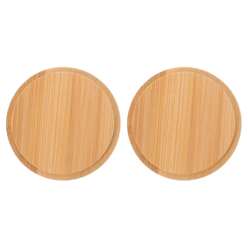 Bambusbecherdeckel, 2er-Pack, rund, 8,1 cm