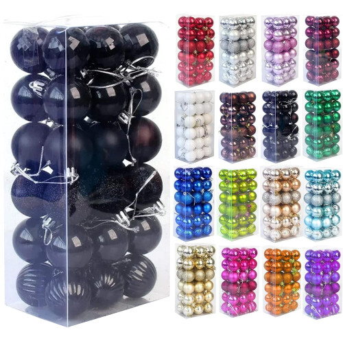 36-Piece Black Christmas Tree Baubles 4 cm