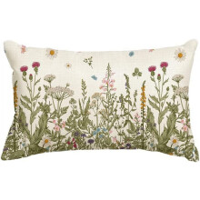 Funda de cojín decorativa de primavera con estampado de flores silvestres, 30 x 50 cm.
