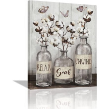 Rustieke katoenen grijze pot canvas print 12x16 inch