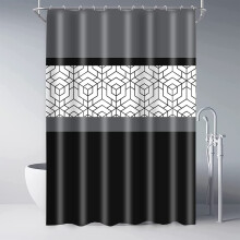 Černošedý ombré sprchový závěs s moderním geometrickým vzorem, 72x84 palců