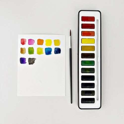 12-farbiges Aquarell-Set mit nachfüllbarem Pinsel