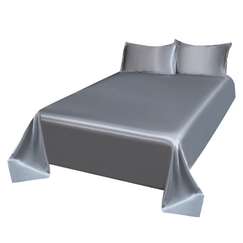Satin lakanset Queen grå 3 delar