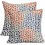 Fodere per cuscini in lino 45x45 cm, blu navy e arancione (2 pezzi) 1