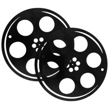 Decorazione da parete a forma di bobina cinematografica in stile retrò Black Iron, 28x28 cm