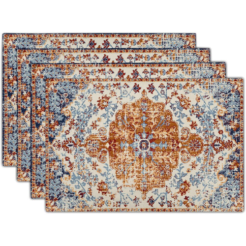 Boho linnen placemats set van 4, 18x12 inch