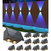 12 kpl aurinkokennolla toimivia LED-aitavaloja ylös/alas hehkuvilla