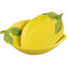 Citroenvormige keramische saladekommenset van 2