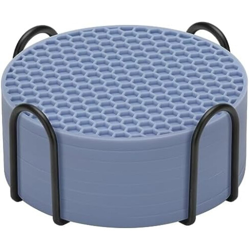 Silikoniset lasinaluset, 8 kpl, metalliteline