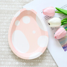 Roze papieren paasbordjes, 8-delige set
