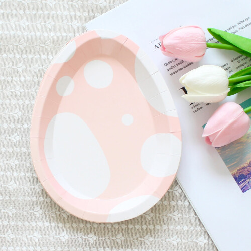 Oster-Pappteller, rosa, 8-teiliges Set