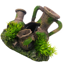 Decoración artificial de resina con forma de vasija antigua para acuario