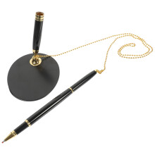 Caneta de assinatura com suporte – Aço inoxidável, dourada