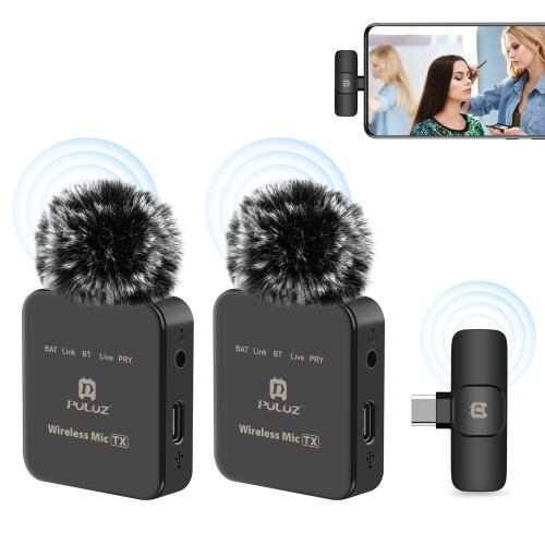 Set di microfoni lavalier wireless PULUZ PU648B (2TX1RX)