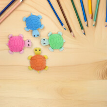 Gommes en forme de tortue pour enfants, multicolores, lot de 36