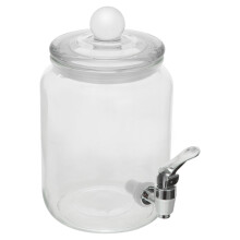Dispenser di liquori in vetro a forma di barile con supporto in ferro