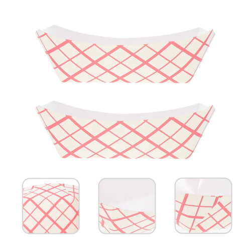 50-pack röda båtformade pappersmatbrickor
