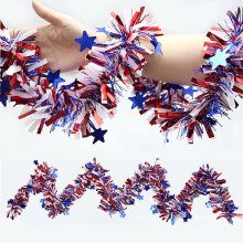 Ghirlanda di tinsel patriottico rosso, bianco e blu (2 m)