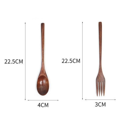 Conjunto de saladeira de madeira LNGOOR com colher e garfo. 1
