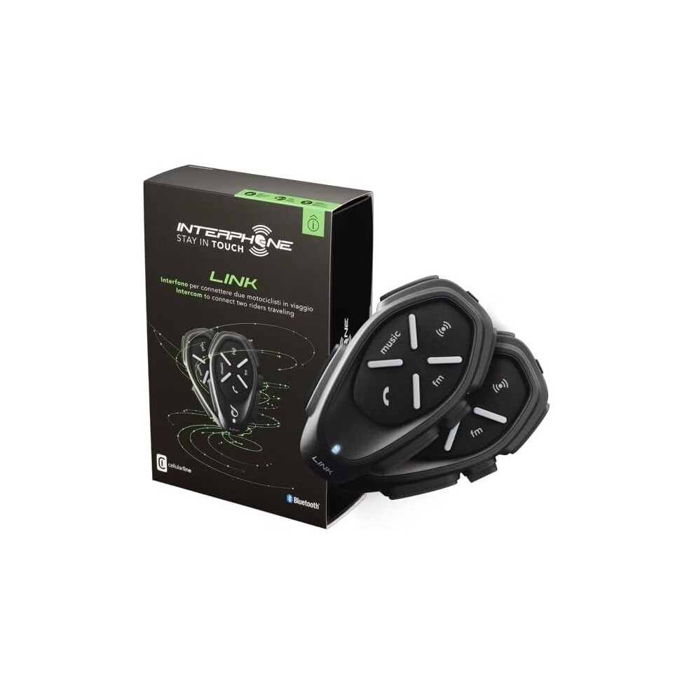 Interphone Link - Double - Bluetooth Intercom Using Pilot Distance 300Mt, Autonomy 20 Hours, Mp3, Gps, Waterproof 689325316272