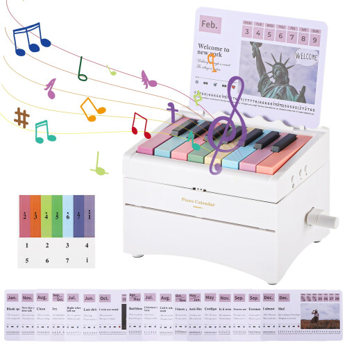 Hvit pianostil skrivebordskalender2025